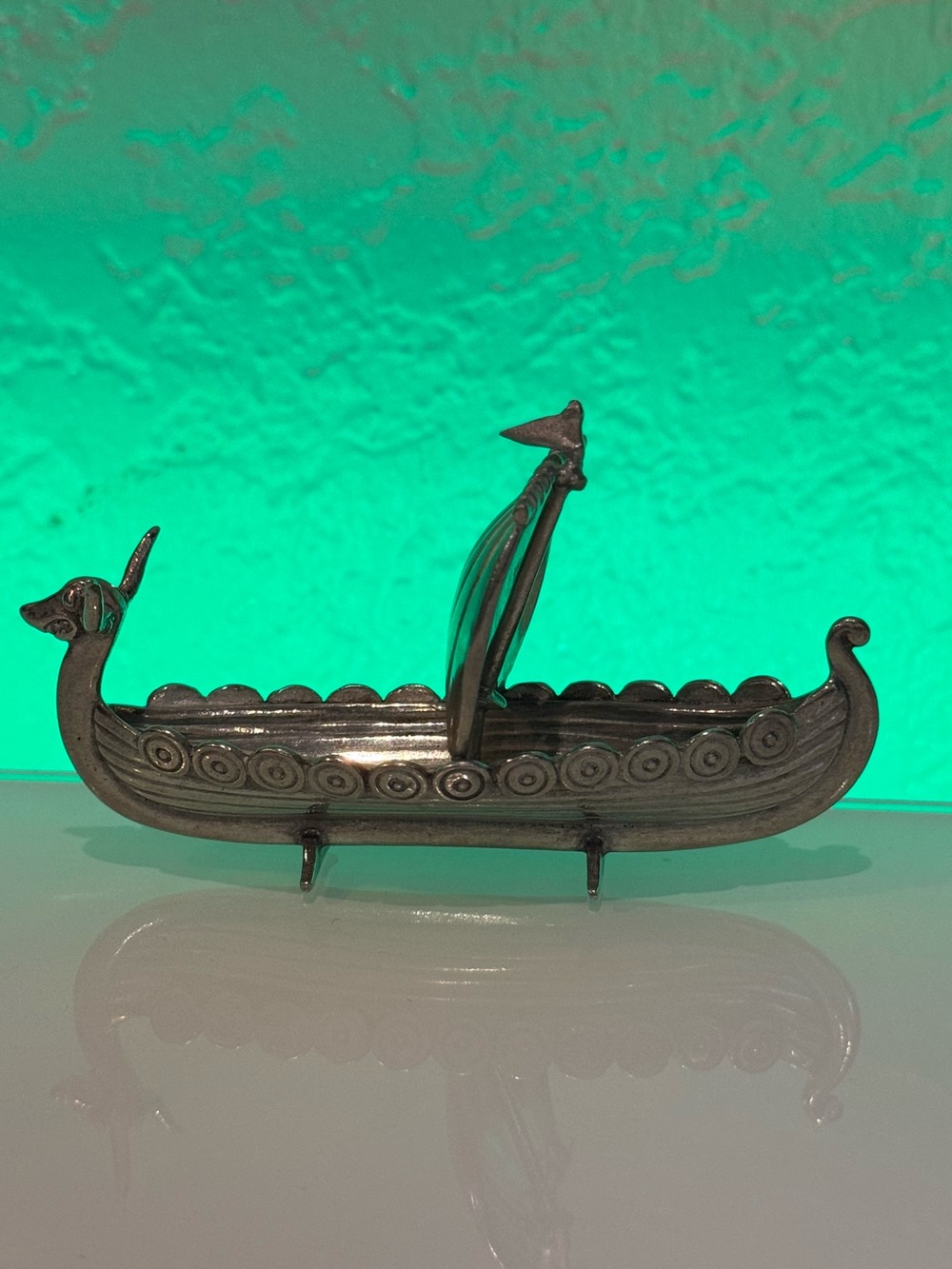 Vintage Pewter Viking Ship TPB Tinn Per Norway 1970s Dragon Boat